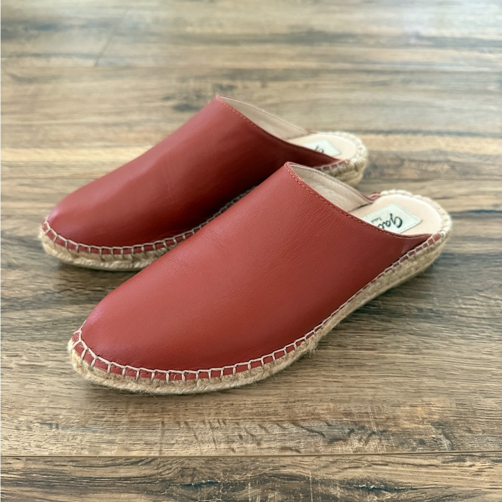 GAIMO Spain Handmade Rust Red Leather Espadrille Mules Size 35 / US 5 NWOB